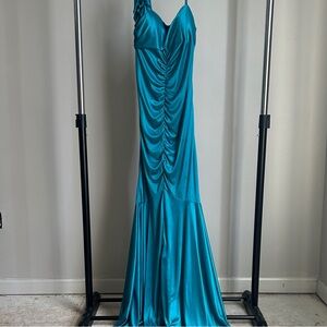 Jump Teal Ruched Maxi Dress